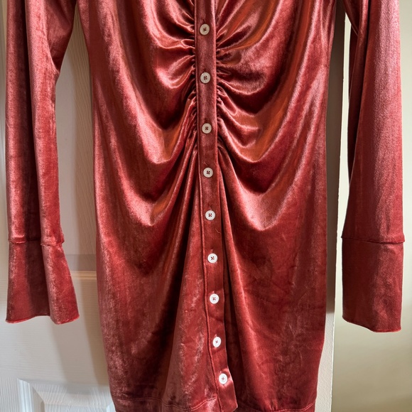 Free People Shayla Velvet Mini Dress — Terracotta (M) — NWT - Picture 3 of 6